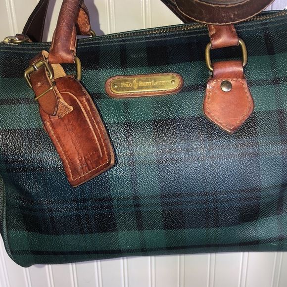 MRALPH LAUREN Black Watch Plaid Crossbody Duffle Shoulder Doctor Bag Speedy 25 - Picture 17 of 17